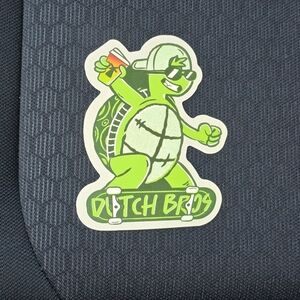 Dutch Bros Neon Green Turtle Skateboard Sticker